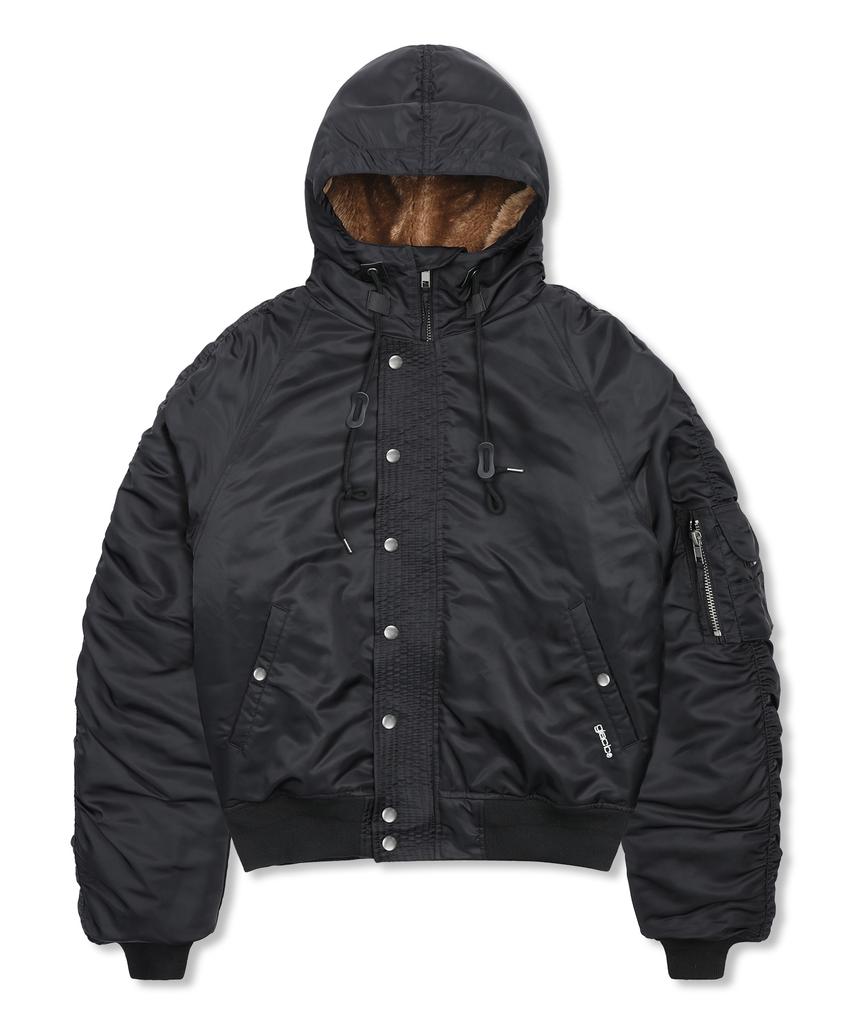 Glack Gj107 Reworked N2B Nylon Short Parka (Black)
