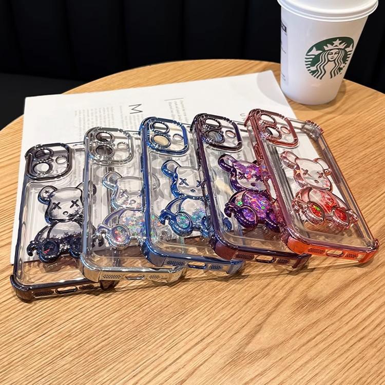 Quicksand Violent Bear Is Suitable for Iphone17 Mobile Phone Case, Apple 16 Four Corners Anti-drop 15ProMax All-inclusive Protective Case.