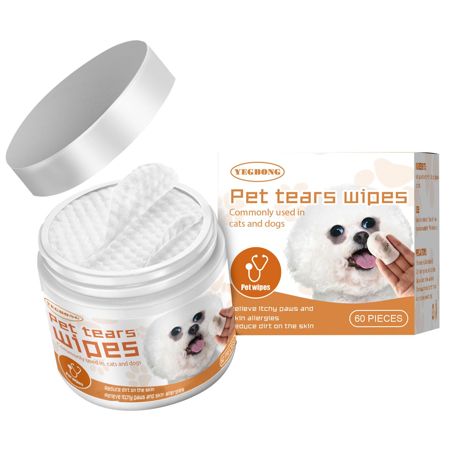 

Салфетки Yegbong Pet Wipes Очистка собак и кошек Удаление пятен от слез Очистка глаз Eye Dir 60pcs