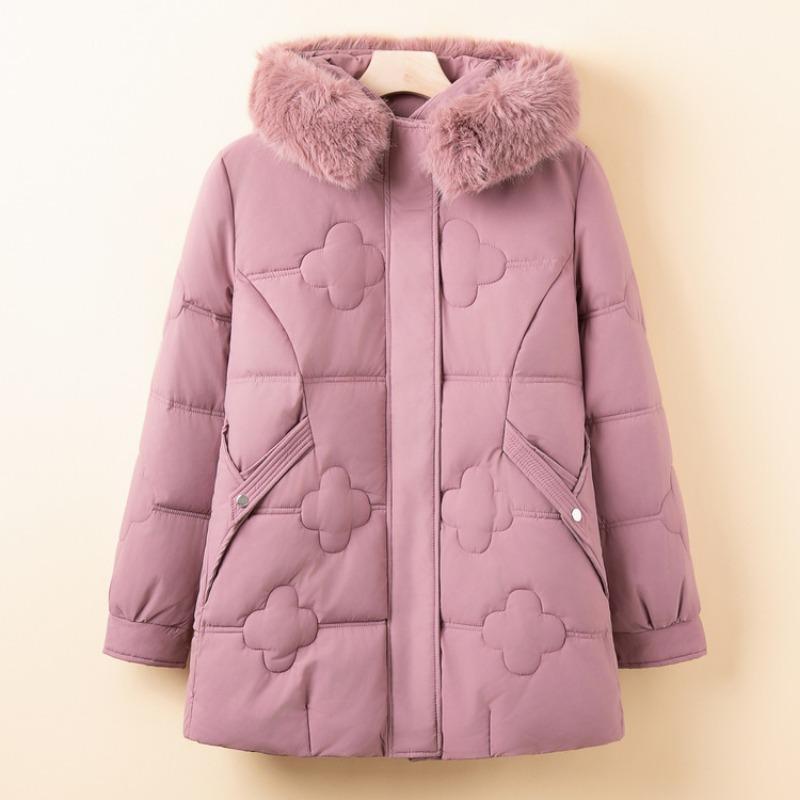 Small mother winter clothes fleece thickened coat new middle-aged women's cotton-padded jacket medium and long cotton-padded clothes