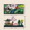 Japanese Zen Gardens and Meditation Cherry Blossom Garden Pavilion Bridge Mini Building Blocks Set Bonsai Trees Building Set for Adults and Kids Toy