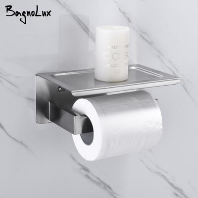 BagnoLux Paslanmaz Çelik Saklama Siyah Cilalı Krom Basit Ve Güzel Duvara Monte Banyo donanımı Tuvalet kağıdı tutacağı