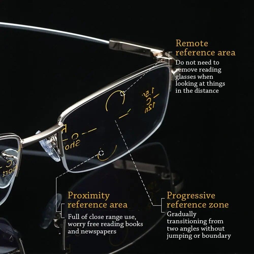 Square Eyeglasses Anti-Blue Light Reading Glasses Men Women Metal Optical Spectacle Eyeglass Progressive Near Far Glasses +1 ~+4