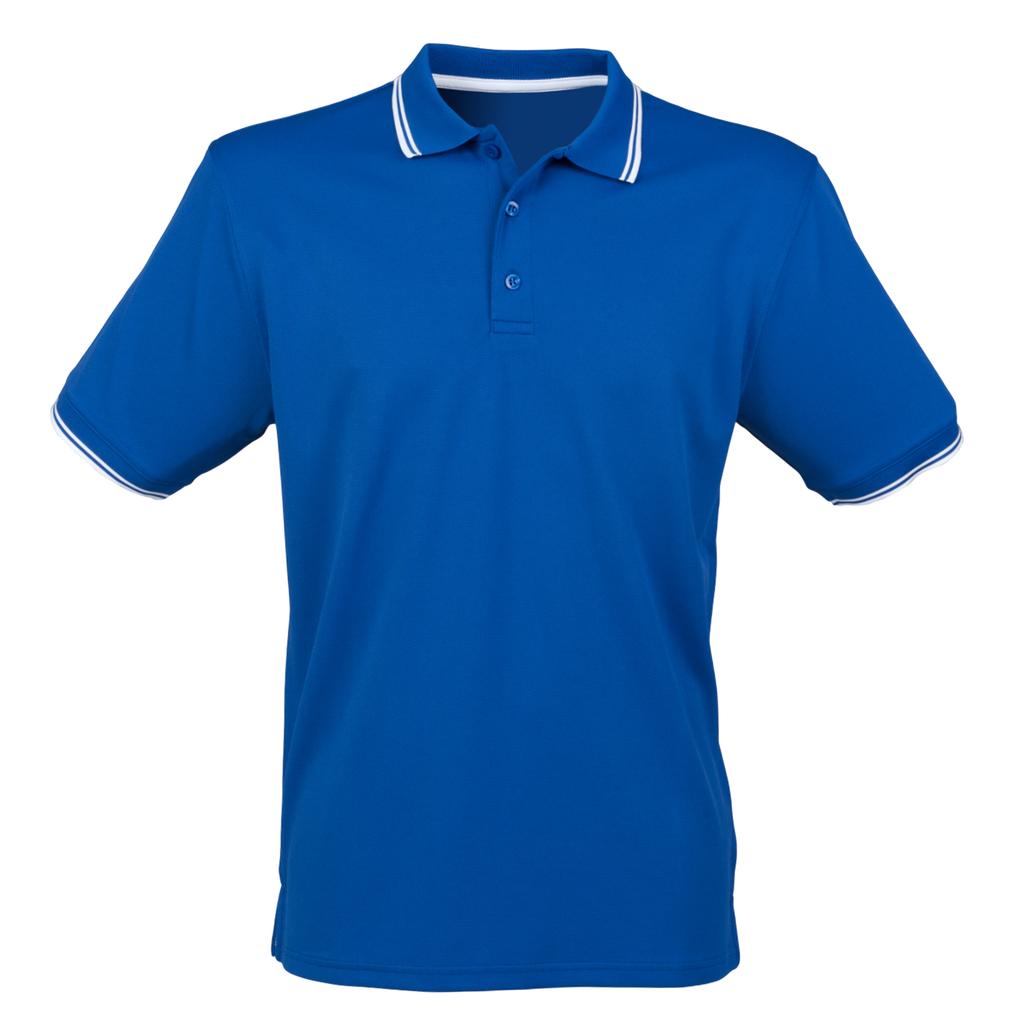 Henbury Mens CoolPlus Tipped Short-Sleeved Polo Shirt