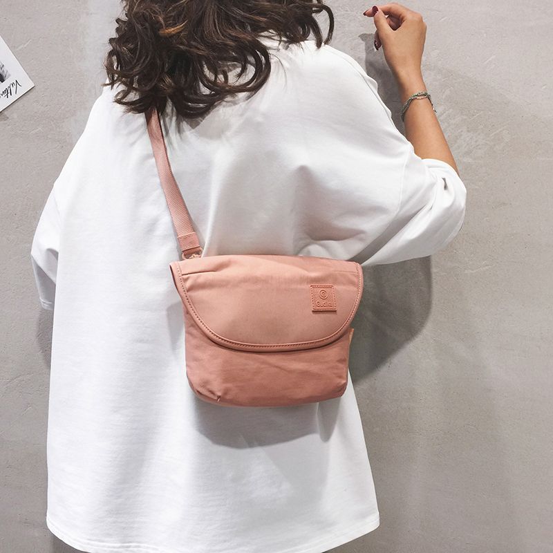 

Girlish Fresh Internet Celebrity One Shoulder Nylon Crossbody Cloth Bag Pink