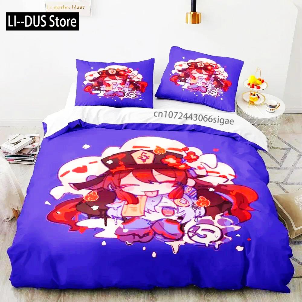 Anime Spiel Genshin Impact Ganyu Bettwäsche Set Bettbezug Bettwäsche-Set Steppdeckenbezug Kissenbezug Bettdecke King Queen Größe Jungen Erwachsene