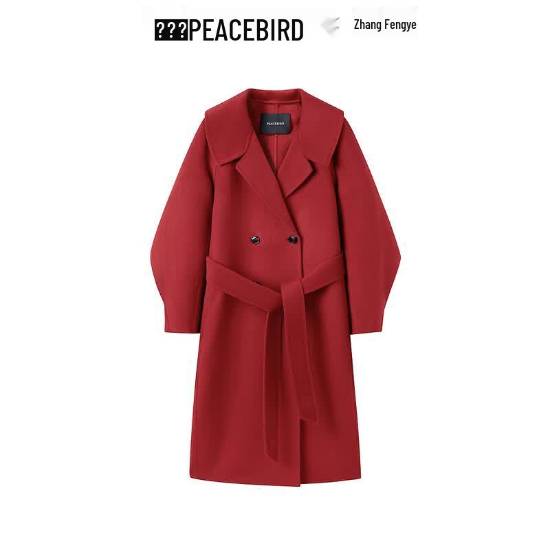 PEACEBIRD Women s Winter Lantern Sleeve Wool Blend Coat S
