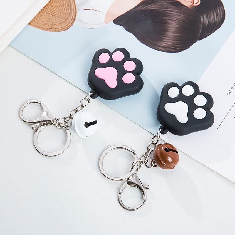 Creative 3D Cute Soft Rubber Cat Paw Keychain with Bell - Car Pendant Ring 