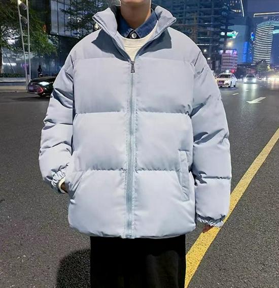 

Men s High Collar Cotton Jacket - Winter 2025 Style, Solid Color, Thickened Velvet for Warmth & Cold Protection XXXL синій