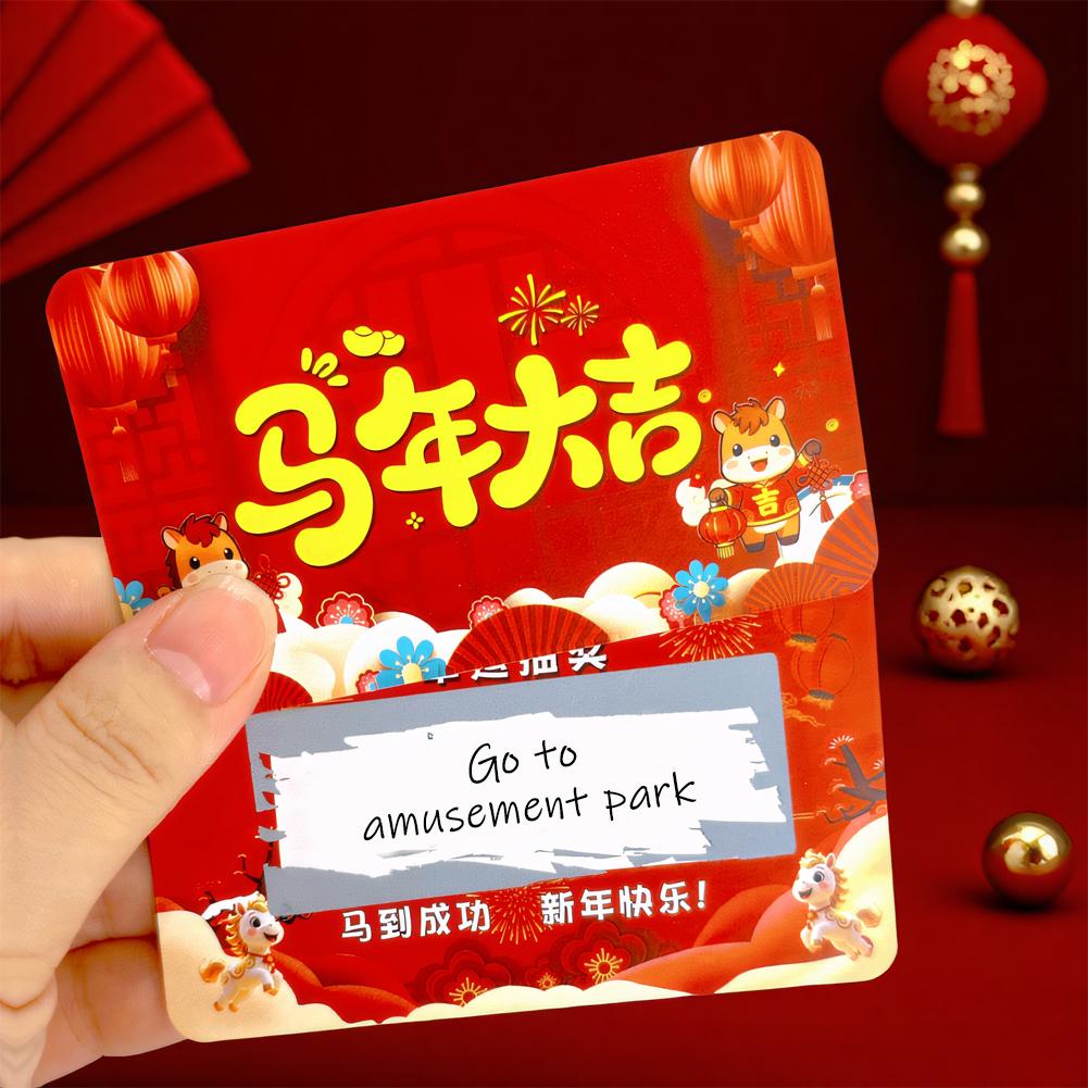 2026 Lunar New Year Year Of The Horse DIY Scratch Off Cards Kit 50PCS Festive Red Chinese Spring Festival Party Favors