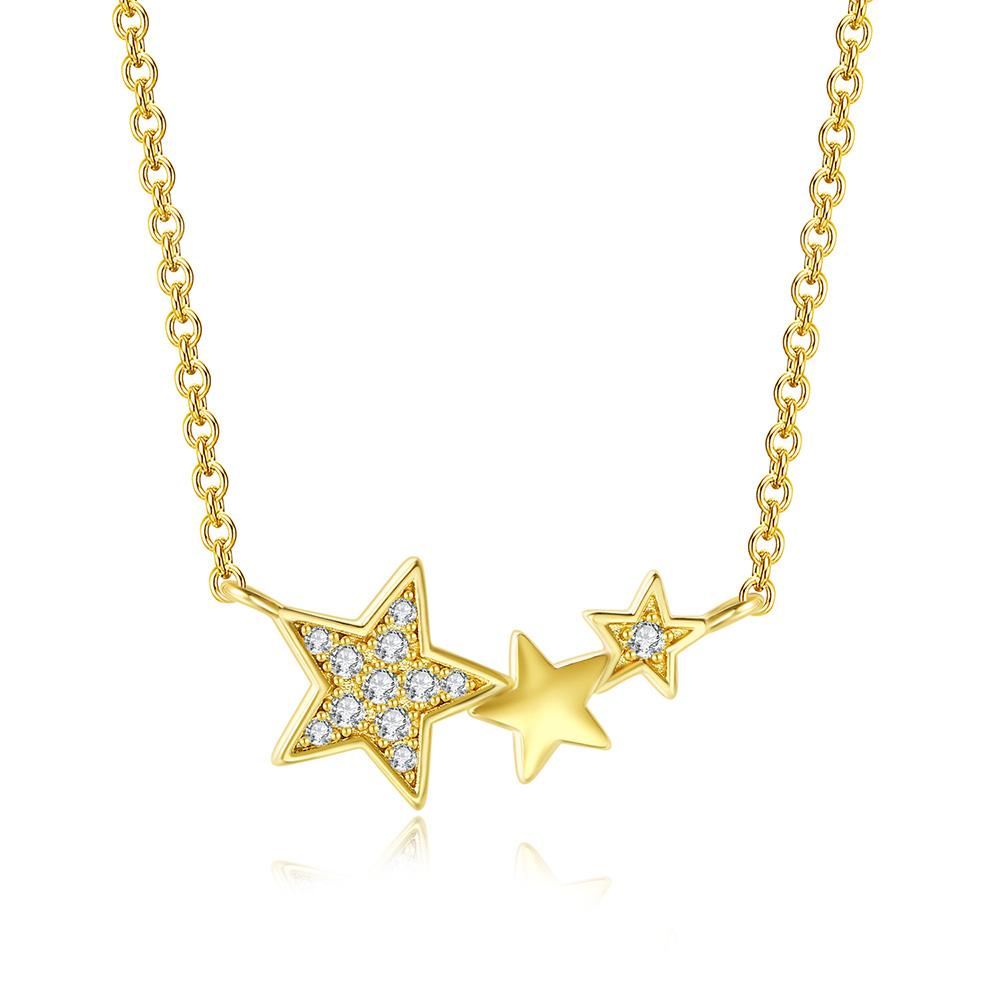 

Three Stars Choker Necklaces for Women Kpop Dainty Gold Color Chain on The Neck Zircon Pendant Female Jewelry Wholesale N368