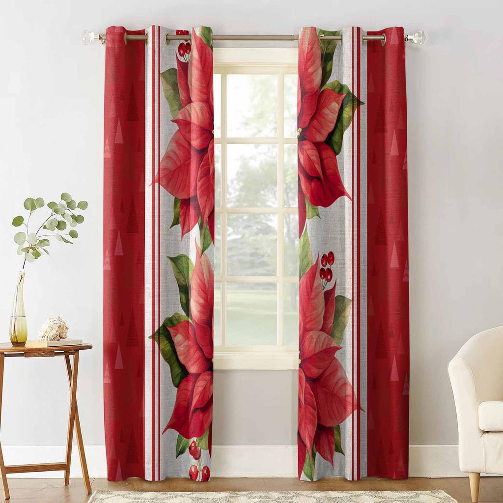 Weihnachtsbaum Blumen Verdunkelungsvorhänge für Wohnzimmer Schlafzimmer Fensterbehandlung Jalousien Vorhänge