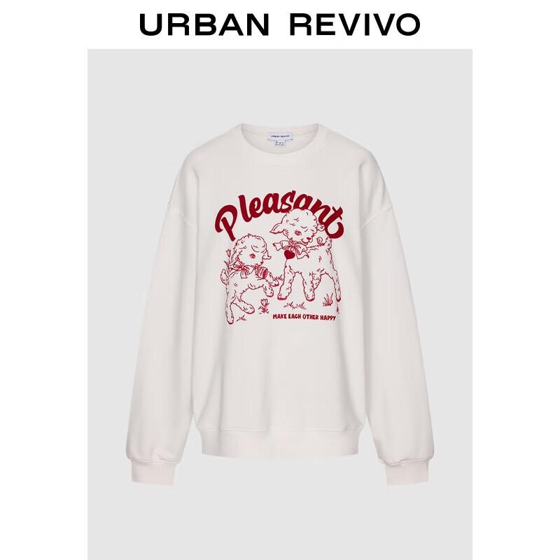 UR 2025 Winter Women s Color-block Lamb Embroidered Sweatshirt L