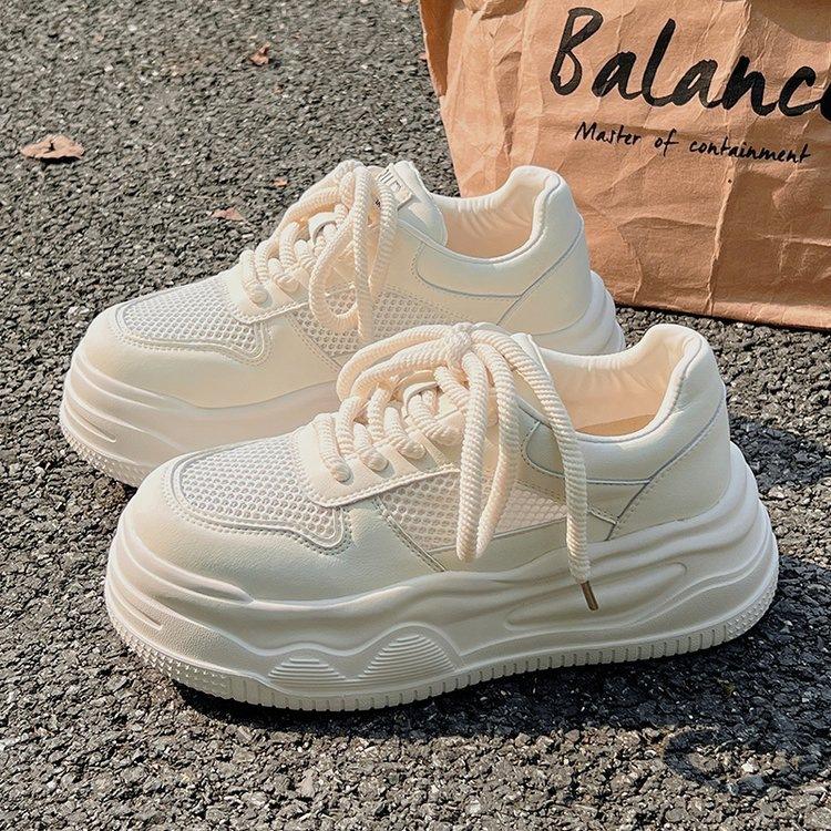 

Summer new little white shoes women s 2025 thick-soled breathable milk fufu board shoes versatile students lightweight casual mesh shoes 40