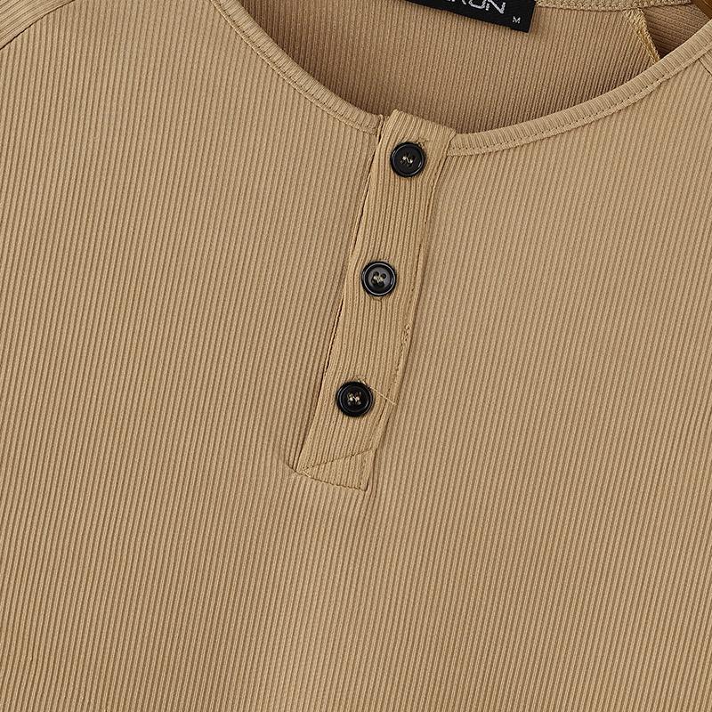 INCERUN Summer Men Short Sleeve Casual Texture Henley Tops T-shirts