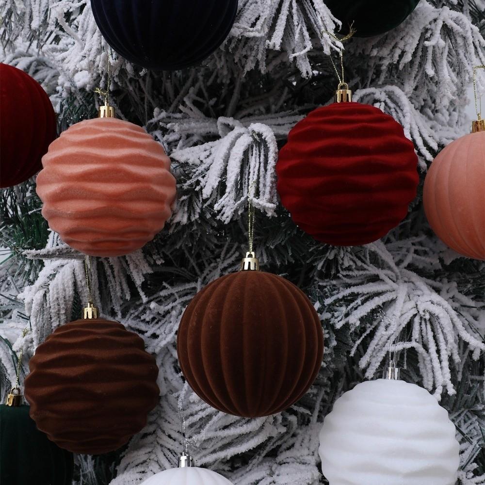 10cm Christmas Ball Pendant Flocked Xmas Tree Ornament New Xmas Tree Charm  Christmas