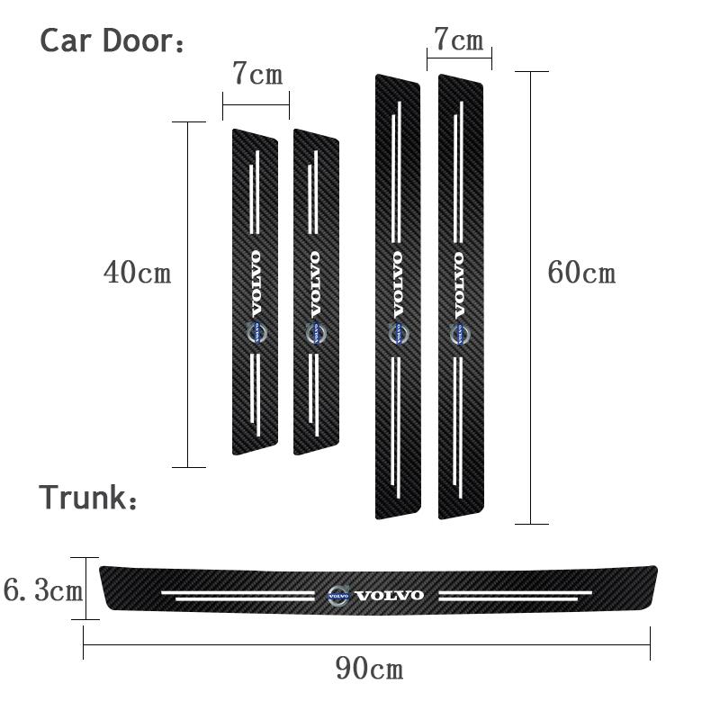 Car Door Sill Carbon Fiber Sticker Auto Protector Strip Waterproof For Volvo Rdesign XC60 XC40 V60 V40 EX30 XC90 S60 C30 V50 S90