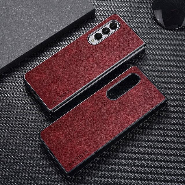 

Роскошный чехол для телефона Samsung Galaxy Z Fold 4 3, тонкий чехол из искусственной кожи премиум-класса в деловом стиле, чехол для Samsung Galaxy Z Fold4 5g Galaxy Z Fold3 красный