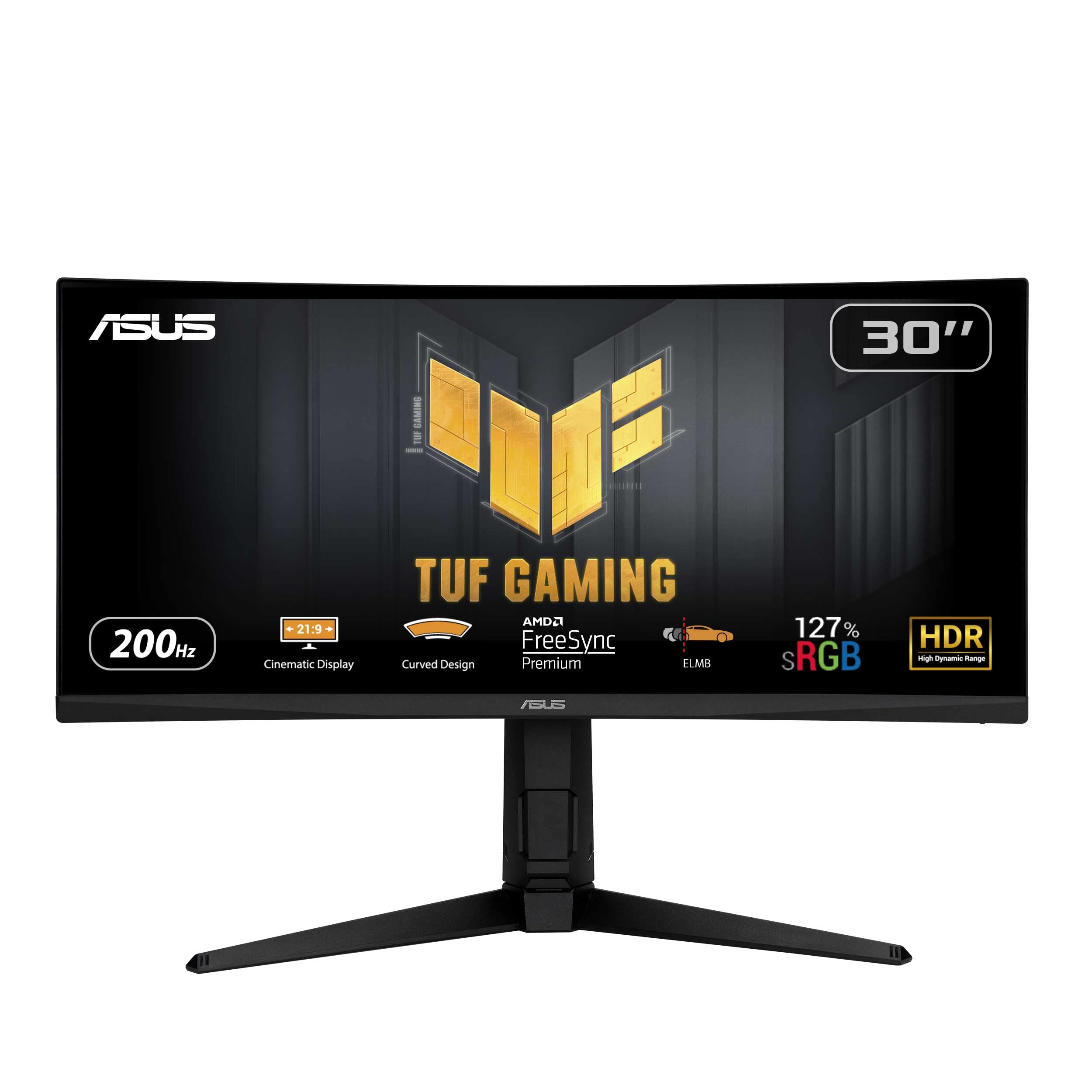 

ASUS Curved Ultra Wide Gaming Monitor TUF Gaming VG30VQL1A 29.5 inch200Hz1msWFHD (2560X1080)127% sRGBHDRFreeSync PremiumVESA CompatibleSpeaker