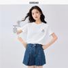 GIORDANO Women's Cotton Animal Embroidery Short Sleeve T-Shirt