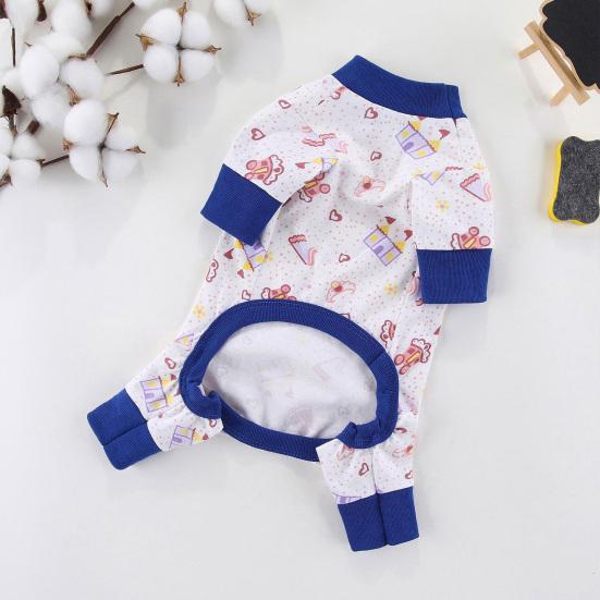 Yousheng Pet Cloth Round Neck Four-Legs Cartoon Pattern Puppy Bread Clothes Summer Pet Pajamas for Indoor