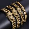 ESKEEM Hip Hop Monaco Bracelet PVD 14k Gold Plated Miami Cuban Link Chains 6/9/11/13MM Stainless Steel for Women and Men