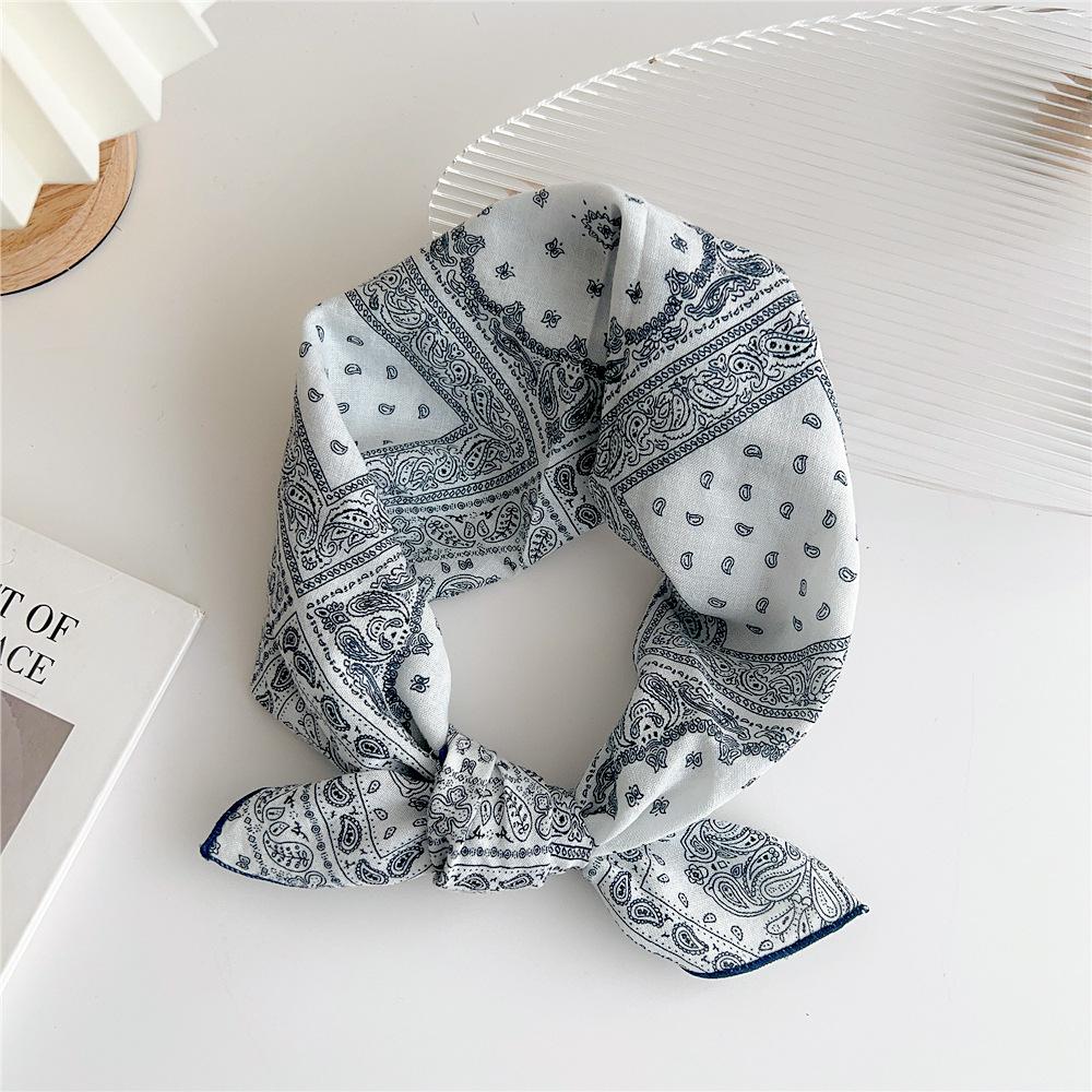 Cotton And Linen Small Square Scarf Silk Scarf Women'S Spring And Autumn New Style Artistic And Versatile Fashionable Temperament Headband Scarf