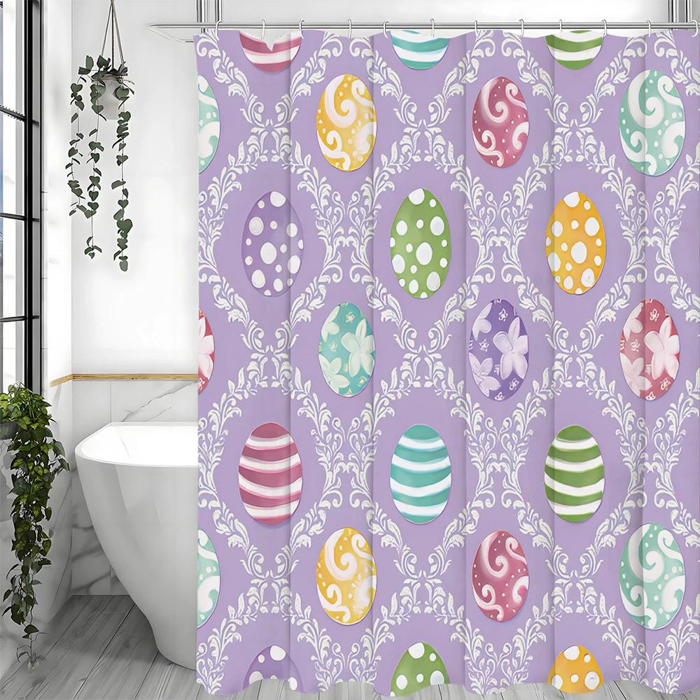 

Easter Colorful Egg Shower Curtain, Bathroom Decorative Shower Curtain, Waterproof Shower Curtain With Hooks W60H190(CM)-1 Pcs