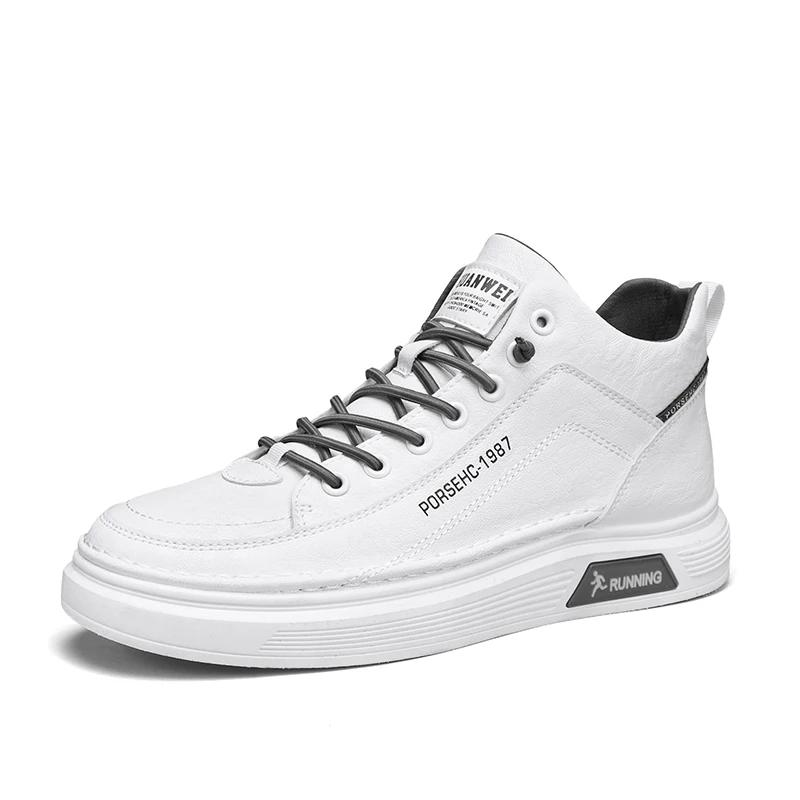 Cotton Shoes Men Boots Autumn High Top Leather Casual Shoes Fashion Flat Ankle Boots Business Outdoor Shoes Man Sneakers New