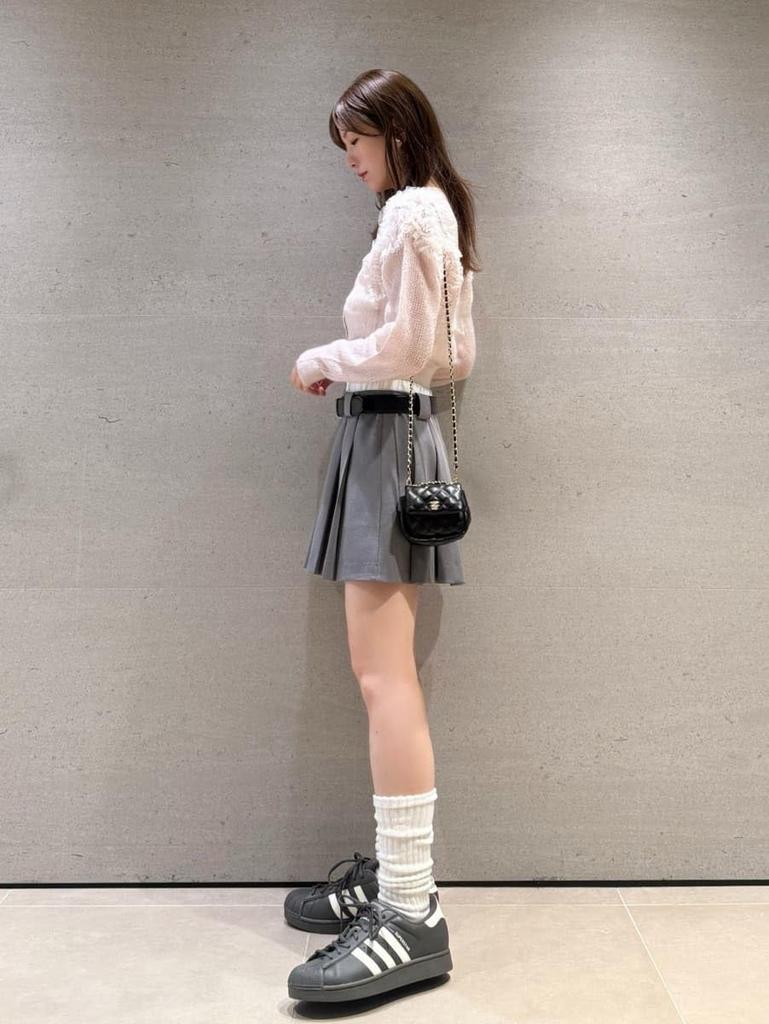 Snidel Layered Design Pleated Skirt SWFP254279GRY1