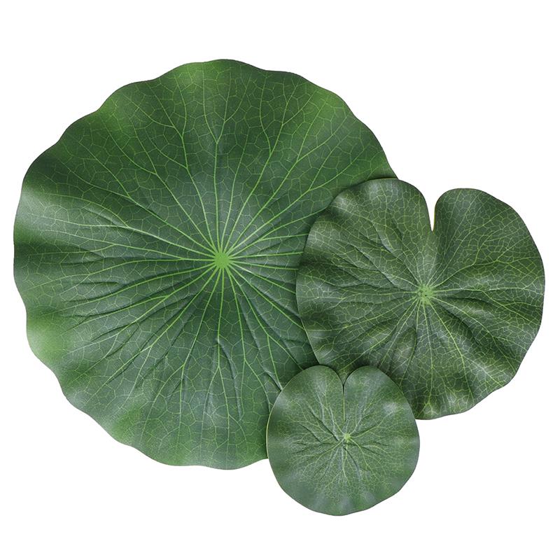 Pack Of 9 Artificial Floating Foam Lotus Leaves Water Lily Pads Ornaments Green