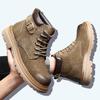 2025 Herbst/Winter Herren Gelbe Leder Martin Wander- & Arbeitsstiefel - Dicke Sohle Britischer Stil