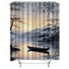 Serene Sunset Landscape Design Waterproof Shower Curtain Heat Resistant Machine Washable Non-Transparent 180x180cm