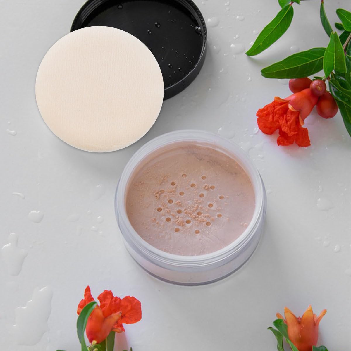 4 Pcs Powder Puffs for Makeup Face Powder Puff for Loose Powder Body Powder Puffs Soft Powder Puff for Foundation Washable Velour Puff with Ribbon