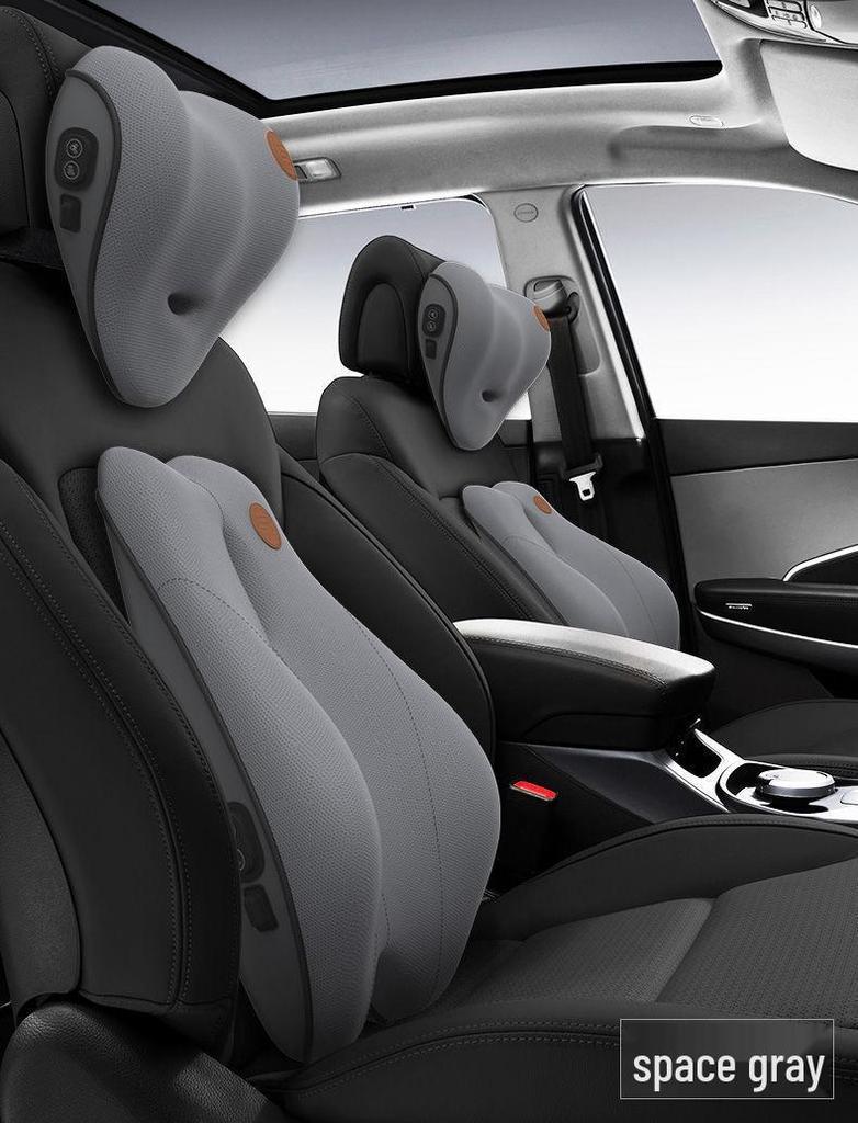 Electric Massage Memory Foam Car Lumbar Support Cushion & Headrest Set