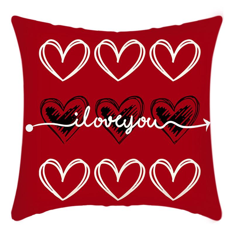 Linen Digital Printing Valentine's Day Cushion Cover Nordic Festival Home Sofa Office Cushion Love Cushion Cover