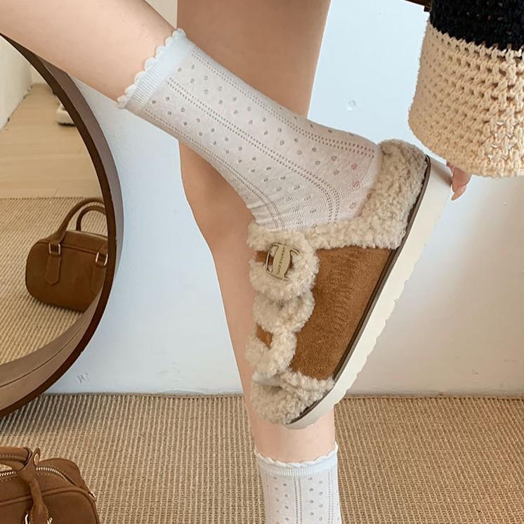 Queen Fan Black Retro Thick-bottomed Fluffy Slippers Women's Outwear 2025 New Autumn and Winter Non-slip Versatile One-word Drop