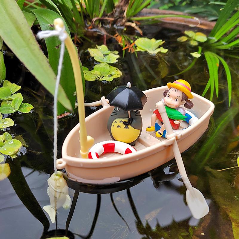 Miniature Floating Boat Ornament - DIY Model for Fish Tank & Landscaping