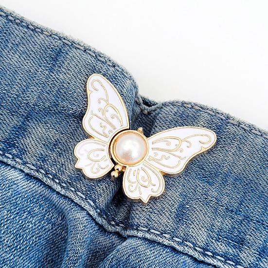 Pants Waist Tighteners No-Sewing Butterfly Flower Buttons Pins Adjustable Waist Buckle Extender Pants Waist Clip for Loose Jeans Skirts