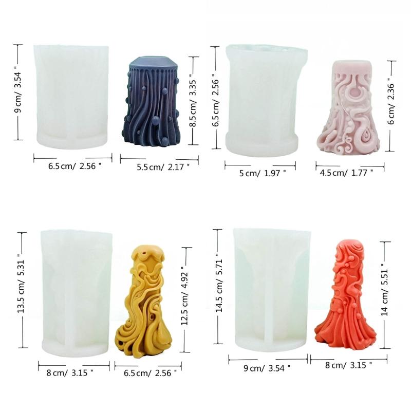Carved Pillar Candle Mold, Cylinder Candle Mold Non Stick Easy to Demold