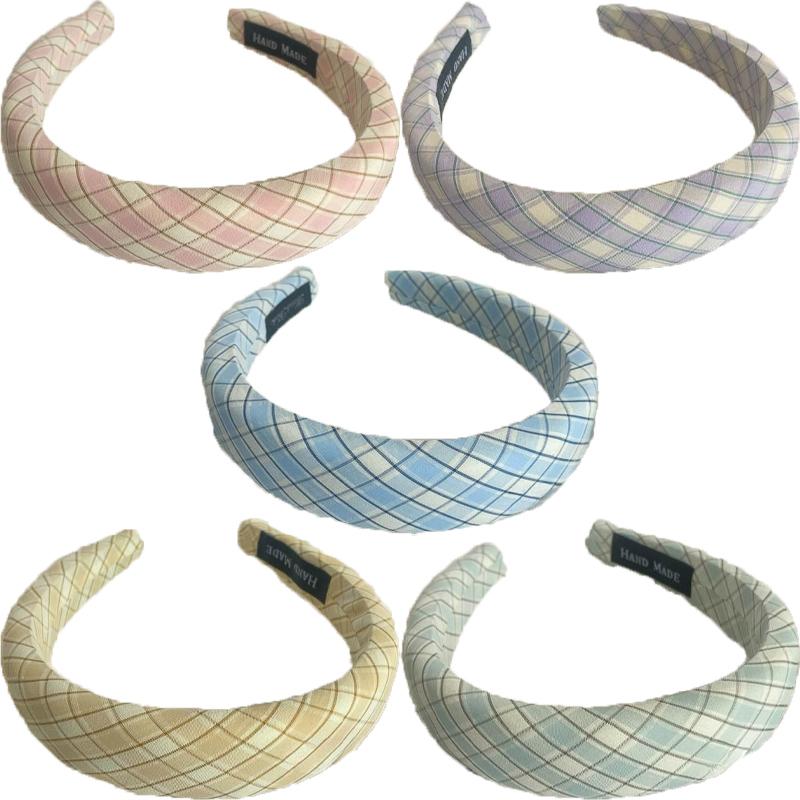 Cloth Plaid Sweet Headband Women's Korean Fashion Fresh Hair Band Outdoor Hair Accessories