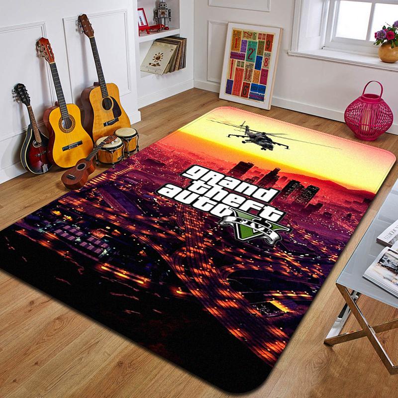 G-Grand Theft Auto Gedruckter Teppich Mode Yogamatte Schlafzimmer Dekoteppich Wohnzimmer Dekorative Bodenmatte Geburtstagsgeschenk