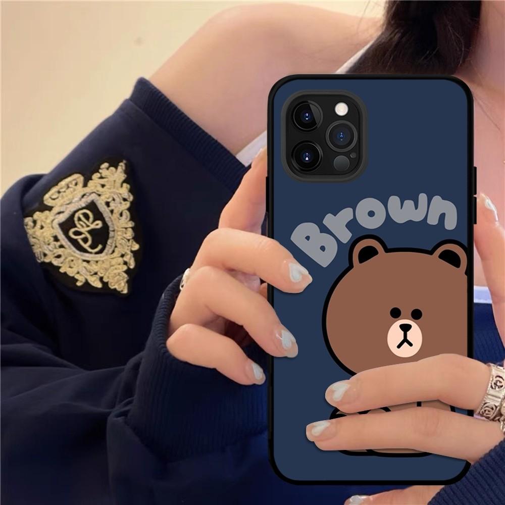 Korea Cute L-Line F-Friends B-Brown Phone Case Silicone Soft for iphone 15 14 13 12 11 Pro Mini XS MAX 8 7 6 Plus X XS XR Cover