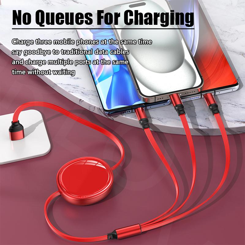 VAORLO 3 IN 1 100W Charging Cable For Micro/Type-C/Lightning Fast Charge Cable Support Data Transmission Super Charge Phone Line