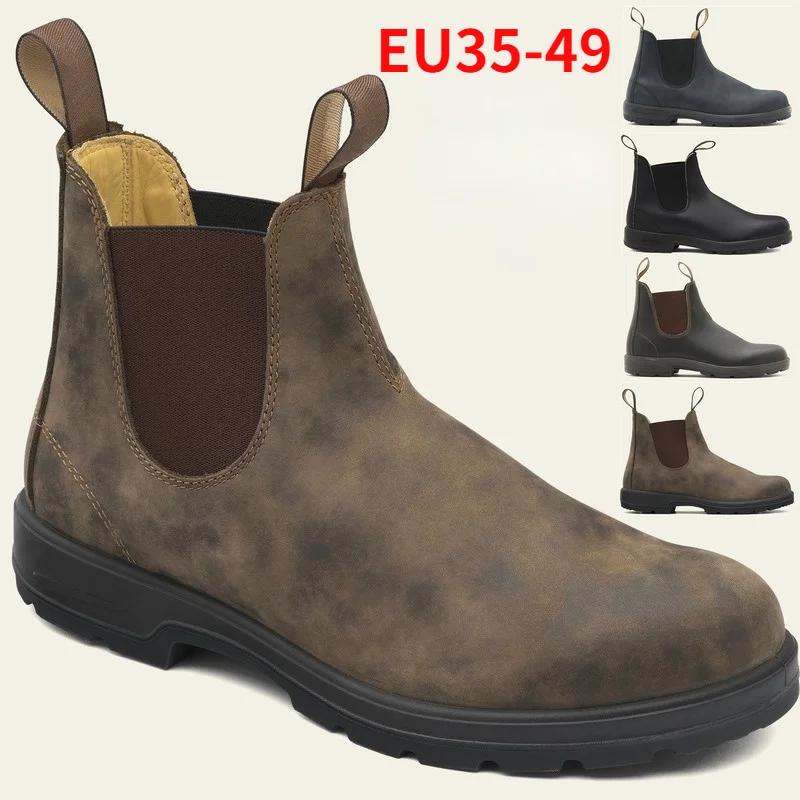 Retro Leather Boots Men Chelsea Boot Handmade 2025 Autumn Winter Shoes Casual Comfortable Unisex Ankle Boots Zapatos De Hombre