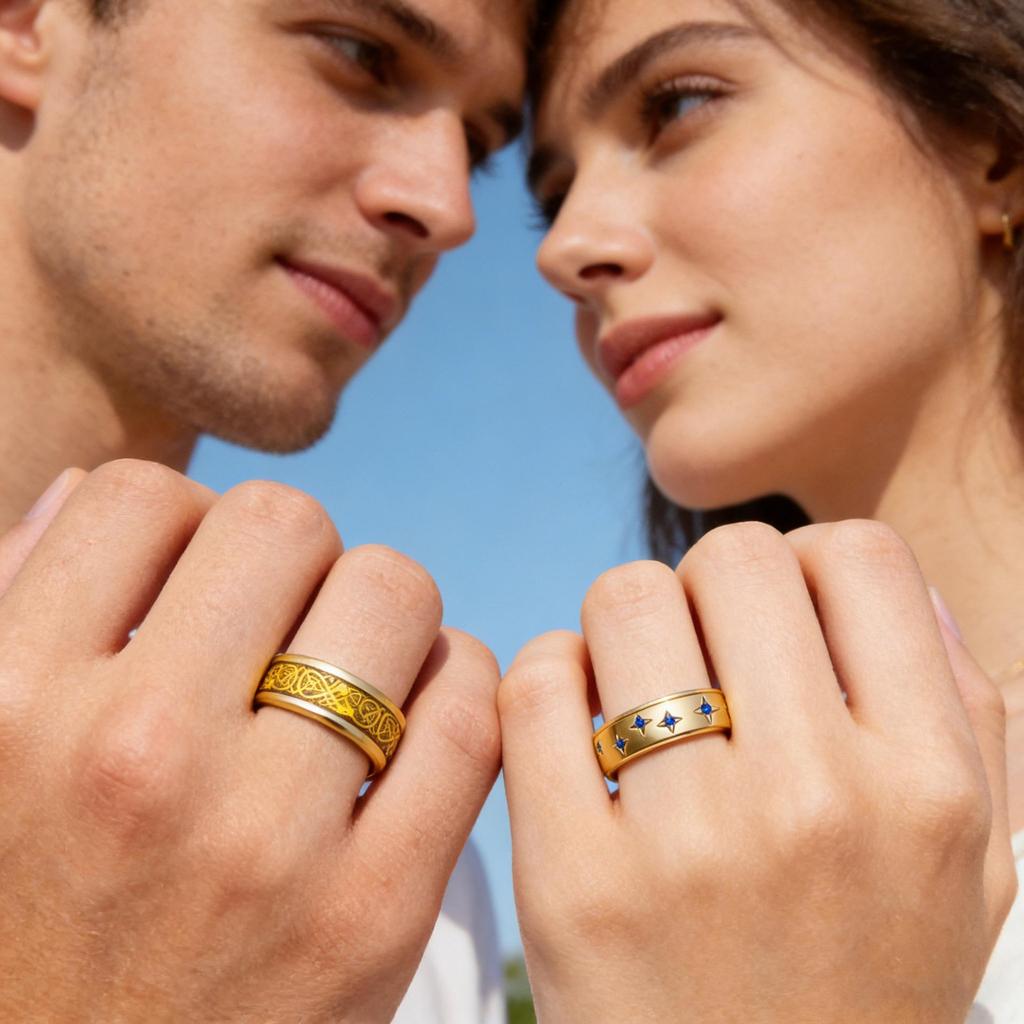 European & American Vintage High-End Stainless Steel Couple Rings