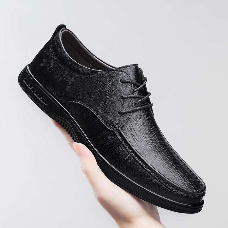 Fashion Quality Genuine Leather Office Business Flats Luxury Brand Breathable Mens Driving Shoes Soft Soled Lace-up Oxford Shoes