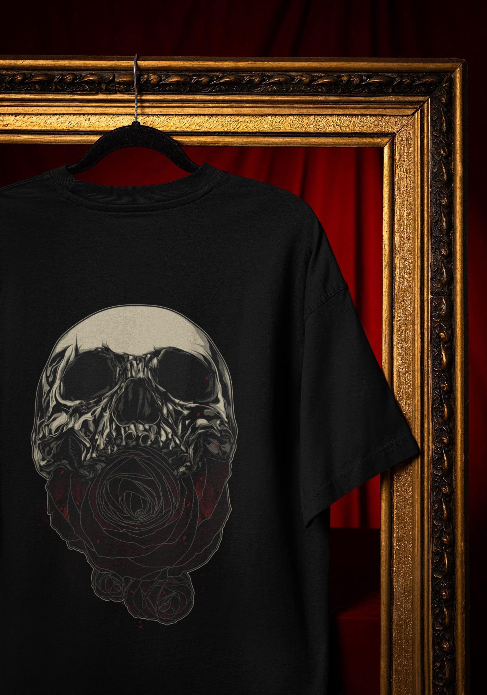 Gothic Skull Tee: Dark Floral Tattoo Design - Unisex Comfort Fit Comfort Colors® 3XL