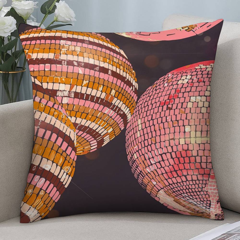 Art Disco Pillow Case Short Plush Double-sided Print Square Throw Pillow Covers Sofa Home Cushion Decor