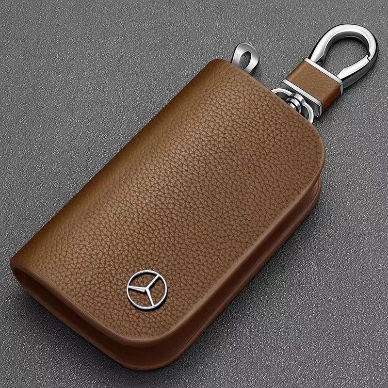 Naklejka Samochodowa Skórzane Etui na Kluczyki Samochodowe Pokrowiec na Brelok Torba Portfel Breloki Do Mercedes Benz AMG W204 W205 W212 W213 W222 x153 W1